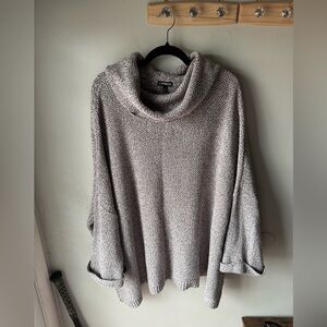 Express Women’s Sweater Size M/L Brown White Marled Knit Cowl Neck